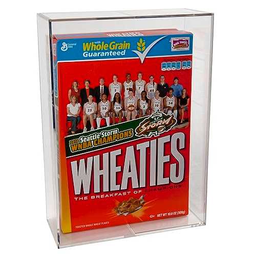 BallQube Cereal Box Display Case, Square Clear 18 Ounce Wheaties Box Display Holder Memorabilia Display Case & Storage Sports