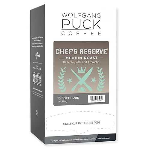 Wolfgang Puck Coffee, Chef\'s Reserve, Medium Roast, 9.5 Gram Soft Pods, 18-Count (Pack of 3)