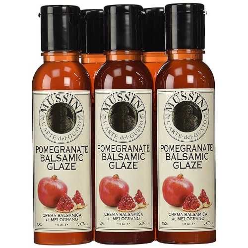 ムッシーニ バルサミコ酢のザクログレーズ、5.07 オンスのプラスチックボトル (6 個パック) Mussini Pomegranate Glaze of Balsamic Vinegar, 5.07 Ounce Plastic Bottle (Pack of 6)