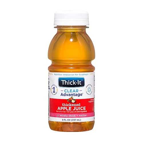 Thick-It Clear Advantage Mildy Thick Apple Juice, Nectar Consistency, Ready-to-Drink, Digestible Swallowing Aid, Hydration on the Go, Convenient & Ready-to-Use, 8 oz Bottle (24 Pack)