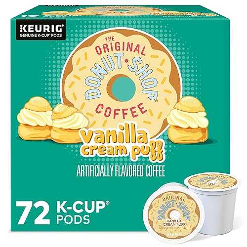 オリジナル ドーナツ ショップ バニラ シュークリーム キューリグ シングルサーブ K カップ ポッド、ミディアム ロースト コーヒー、72 個 The Original Donut Shop Vanilla Cream Puff Keurig Single-Serve K-Cup Pods, Medium Roast Coffee,