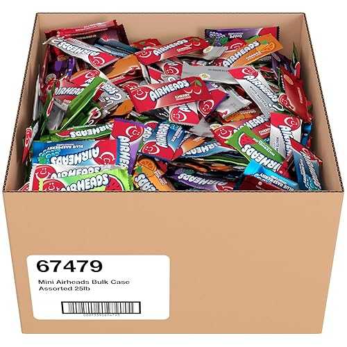Airheads Mini Candy Bars, Taffy Variety Pack, Individually Wrapped Bulk Candy, Six Assorted Fruit Flavors Artificially Flavored, 25 Pound Box