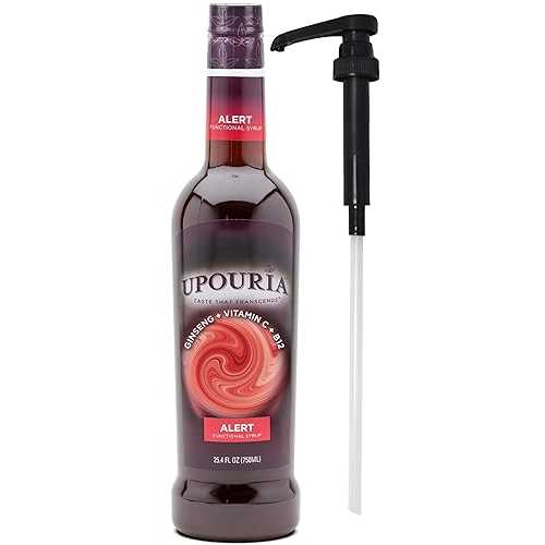 Sunny Sky Upouria Alert Functional Syrup 100% Vegan and Gluten-Free, 750 mL Bottle - Coffee Syrup Pump Included