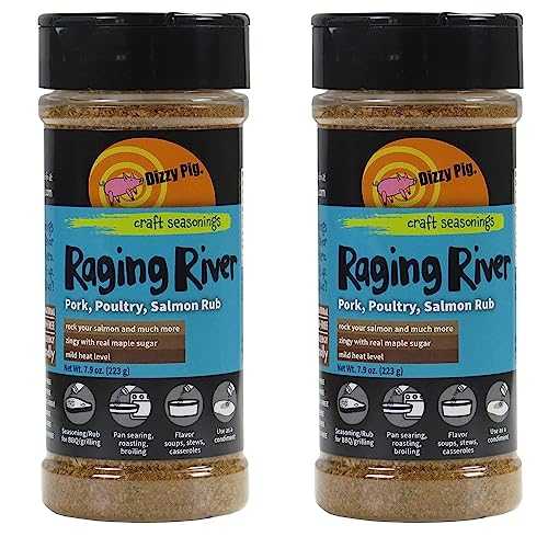 Dizzy Pig Barbecue Company Raging River Salmon Seasoning (8oz Shaker, Two Pack)