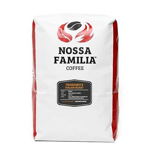 Nossa Familia Italian Roast Medium-Dark Roast Coffee Beans- Fair Trade Ground Coffee Beans-Medium Roast with Low Bitterness-Roasted Whole Coffee Beans- Sourced from Small Peruvian Farms- Teodoro's 5lb