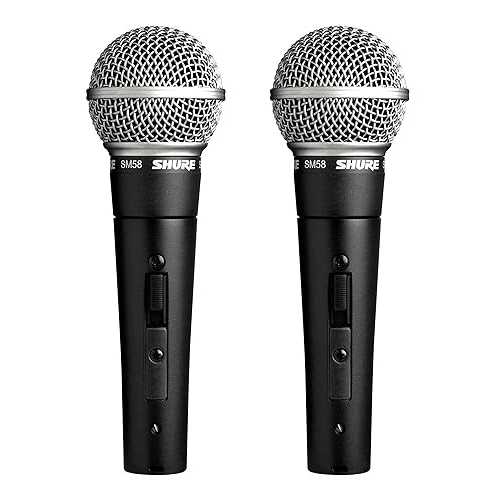 Shure SM58S Professional Vocal Microphone w/On/Off Switch (2 Pack), XLR