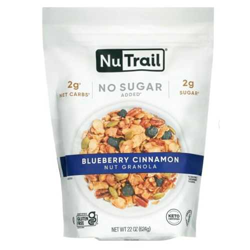 Low Karb NuTrail, Keto Blueberry Nut Granola Healthy Breakfast Cereal, Low Carb Snacks & Food, Almonds, Pecans, Coconut and More, 2g Net Carbs, 1.37 lb, 22 Oz