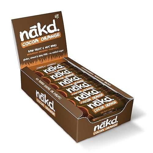 Nakd Bars、ココアオレンジ生フルーツとナッツ、グルテンフリー、ビーガン、18本入り n・・kd. Nakd Bars, Cocoa Orange Raw Fruit and Nuts, Gluten Free, Vegan, 18 Count