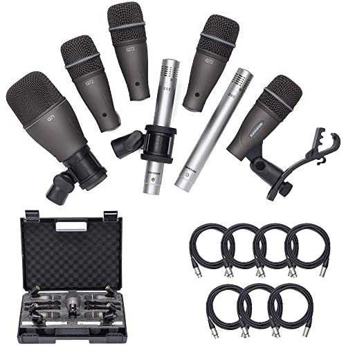SAMSON DK707 7-Piece Drum Microphone Kit with 7 Premium XLR Mic Cables, XLR-M to -F - Recording Accessory Bundle