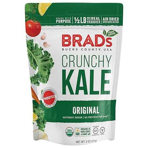 BRADS PLANT BASED Brad's Plant Based Organic Crunchy Kale, Original with Probiotics, 3 Bags, 6 Servings Total