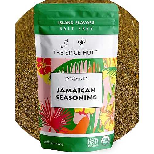 The Spice Hut Organic Jamaican Jerk Seasoning Dry Rub for Cooking, Salt-Free / Jamaican Seasoning All Purpose Carribbean Spice Blend for Griling Jerk Chicken and Flavorful Carribbean Meals / All-Natural, Kosher, Vegan,