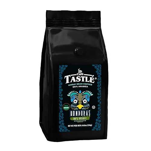Cafe Tastle Honduras オーガニック中深煎り 100% アラビカ全粒コーヒー、8.82 オンス、2 パック (1.1 ポンド)、ブラウン Caf・・ TASTL・・ Cafe Tastle Honduras Organic Medium-Dark Roast 100% Arabica Whole Bean Coffee, 8.82 oz, 2 Pack