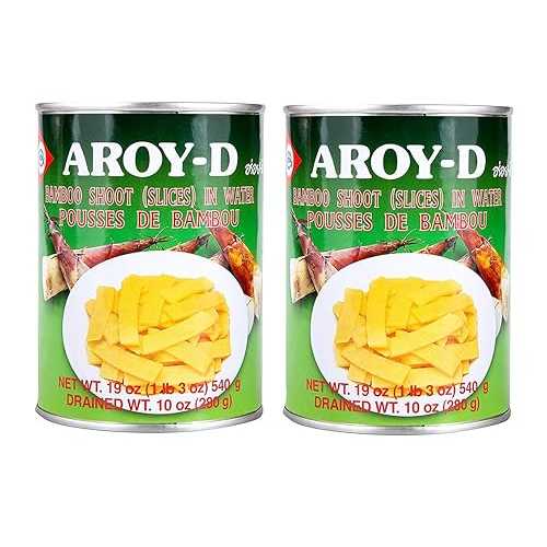 Aroy-D タケノコ (スライス) 水漬け 19 オンス、2 パック Aroy-D Bamboo Shoot (Slices) in Water 19oz, 2 Pack