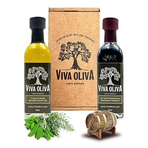 Viva Oliva Two 60ml (2oz) バラエティ ギフトセット - トスカーナのハーブを注入したオリーブオイル & 18 年間伝統的な樽熟成バルサミコ酢 - プレミアム品質 - 100% 天然 Viva Oliva Two 60ml (2oz) Variety Gift Set - Tuscan Herb Infu