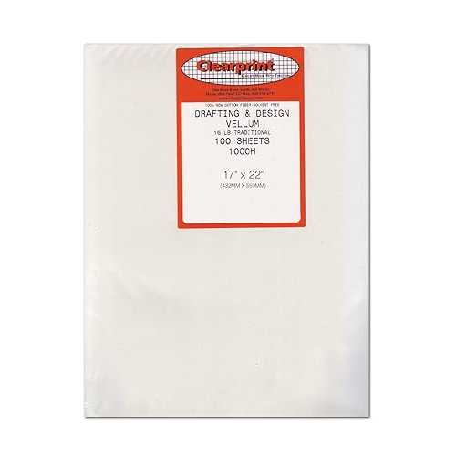 Clearprint 17\" x 22\"" 1000H Design Vellum Sheets, 16 重量ポンド., 100% Cotton, 100 Sheets Per Pack, 1 Each"