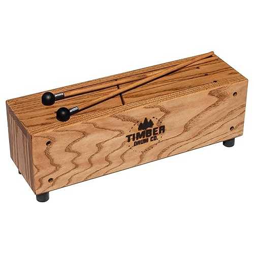 Timber Drum Co Slit Tongue Log Drum with Mallets ? MADE IN U.S.A. ? Six Soft Melodic Notes from Pre-tuned Scale for Pleasant Sounds, Handcrafted Solid Tennessee Hardwood