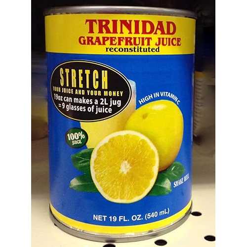 トリニダード グレープフルーツ ジュース - 再構成 19 0z。（6パック） Trinidad Grapefruit juice -reconstituted 19 0z. (6 pack)