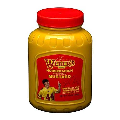 Weber's W Weber’s Original Horseradish Mustard, 16 oz (4-Pack) | Buffalo’s Iconic Mustard Since 1922 | Limited-Edition Buffalo “Buffalo Joe” Label | Bold, Zesty, Vegan & Gluten-Free