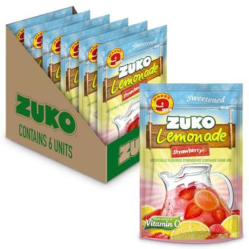 Zuko Strawberry Lemonade Instant Powder Drink | Family Pack | No Sugar Needed | Vitamin C | 14.1 Ounce (Pack of 6)