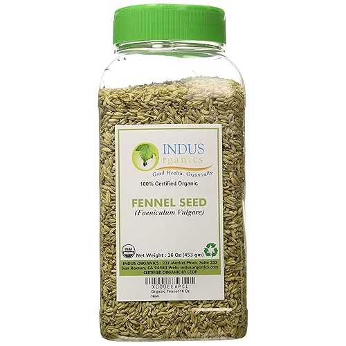 Indus Organics フェンネルシード、1ポンド瓶、プレミアム品質、高純度、フレッシュパック Indus Organics Fennel Seeds, 1 Lb Jar, Premium Quality, High Purity, Freshly Packed