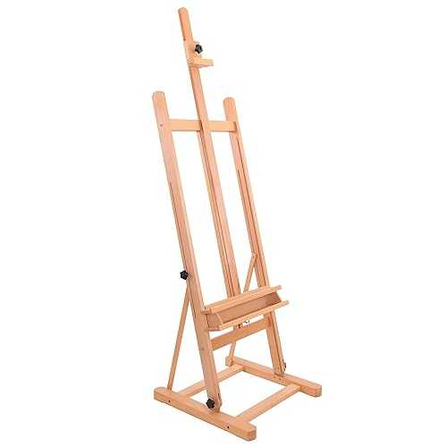 U.S. Art Supply Medium Wooden Studio H Frame Easel with Storage Tray - Adjustable to 96\
