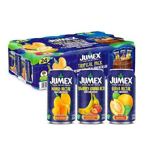 Jumex Tropical Pack (Mango, Strawberry-Banana, and Guava) | Recyclable Cans with Non-BPA Lining | 11.3 Fl Oz (Pack of 24)
