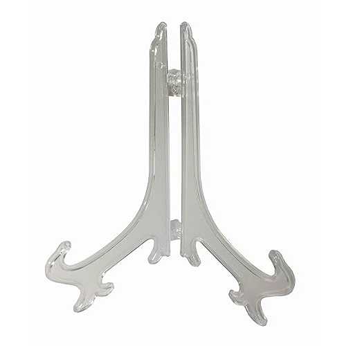 FixtureDisplays 6PK カウンター用ツーピース プレート イーゼル、5.5 インチ プレート ホルダー - クリア 119066-6PK FixtureDisplays 6PK Two-Piece Plate Easel for Counter, 5.5-inch Plate Holder - Clear 119066-6PK