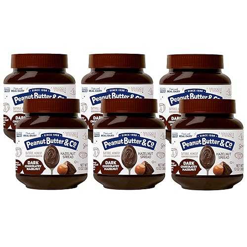 Peanut Butter & Co. Hazelnut Spread, Dark Chocolatey Hazelnut, Gluten Free & Non-GMO, 13 Oz (Pack of 6)｜Glomarket