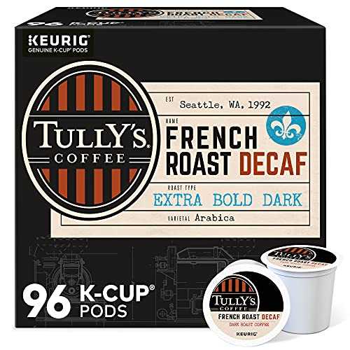 Tully's Coffee French Roast Decaf, Keurig Single-Serve K-Cup Pods, Dark Roast, 96 Count