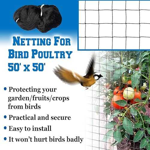 BenefitUSA 鳥用ネット 50 フィート X 50 フィート ネット 鳥 家禽 アバイアリー ゲーム ペン ブラック メッシュ BenefitUSA Bird Netting 50' X 50' Net for Bird Poultry Avaiary Game Pens Black Mesh