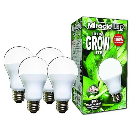 Miracle LED Commercial Hydroponic Ultra Grow Lite - Replaces up to 150W - Daylight White Full Spectrum LED Indoor Plant Growing Light Bulb For DIY Horticulture \u0026 Indoor Gardening (604281) 4 Pack