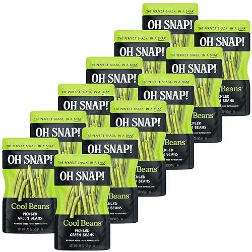 OH SNAP! Cool Beans (12 Pack) - Pickled Green Beans インチ Single Serve Pouches - Fresh Packed Ready To Eat Pickled Veggie Snacks - Gluten-Free, Fat-Free \u0026 Made With Non-GMO Veggies - Delicious \u0026 Healthy Snack