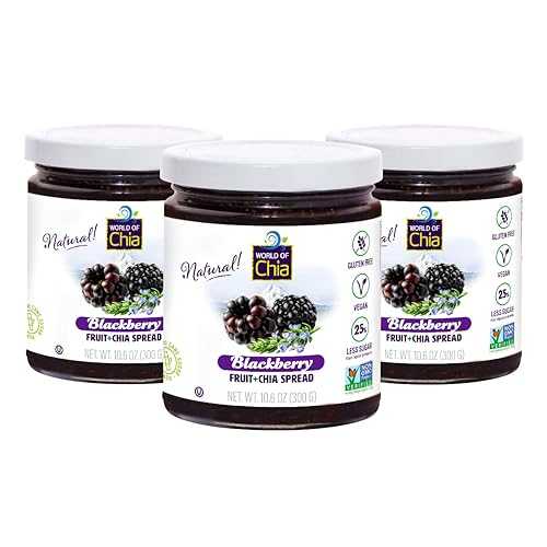 洋書 World of Chia Extra Fruit Chia Seeds Jam - Blackberry Jams and Preserves ? All Natural Super Food Chia Jam, Gluten Free, Vegan, Additive Free, Low Sugar, Omega 3, Non-GMO, Made in USA Fruit Spread - (10.6