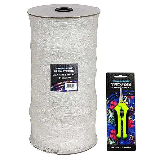 COMMON CULTURE Grow Strong Soft Mesh Nylon Trellis Netting Bulk Roll, 3.5 Inch Squares (9 糎), 5 フィート x 225 フィート (152 糎 x 68 m) Long Heavy-Duty Garden Netting for Plants with Trimming Scissors