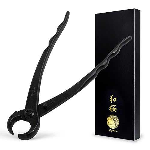 Wazakura Hand Forged Knob Bonsai Cutter Made インチ Japan 8-1/4 inch (210粍), Japanese Gardening Tools, Round Edge Concave Branch Cutter Black