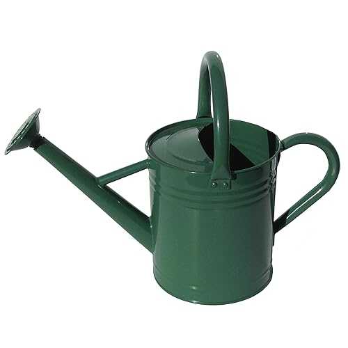 Gardener Select (W3003PHG6) Metal Watering Can - Modern Indoor \u0026 Outdoor Watering Pot with Handles for Flowers/Plants (3.5 Liter, Hunter Green)