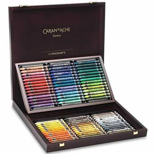 Caran d\u0027Ache Neocolor II Water-Soluble Pastels, Wooden Gift Box - 84 Colors