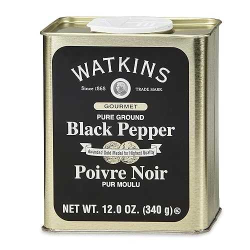 Watkins グルメスパイス缶、ピュアグラウンドブラックペッパー、12オンス 錫、1 カウント Watkins Gourmet Spice Tin, Pure Ground Black Pepper, 12 oz. Tin, 1 Count