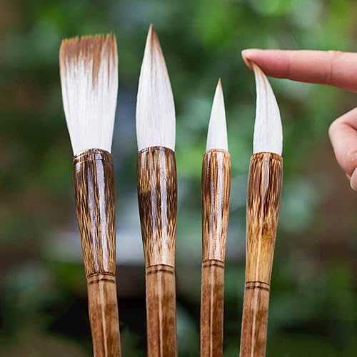 Semli Shanlian Hubi Chinese Calligraphy Brush Set ? Sumi Ink Painting Brushes for Adult Learners ? Watercolor Kanji Calligraphy Brushes