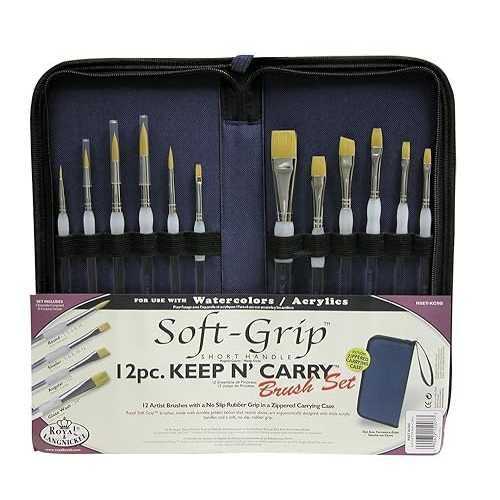 ロイヤル&ラングニッケル キープ&キャリー アーティスト ソフトグリップ ブラシセット ジッパーケース付き Royal & Langnickel Keep n Carry Artist Soft Grip Brush Set with Zippered Case