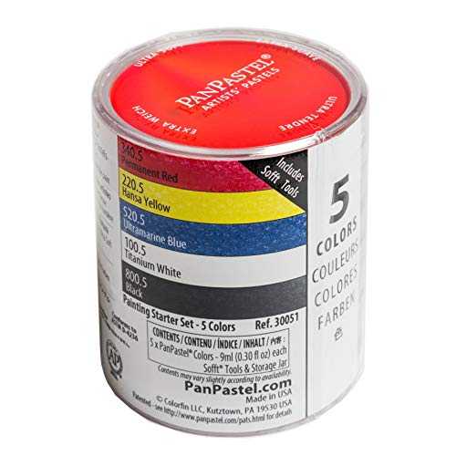 PanPastel Artist Pastels by GOLDEN, Starter Painting Set, 5 Color, Professional Artist Pastels, Unique Pan Format (cake-like)