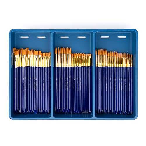 Royal & Langnickel Royal Brush Gold Taklon Paint Brush Super Value Pack, Assorted Sizes, 120 Brushes