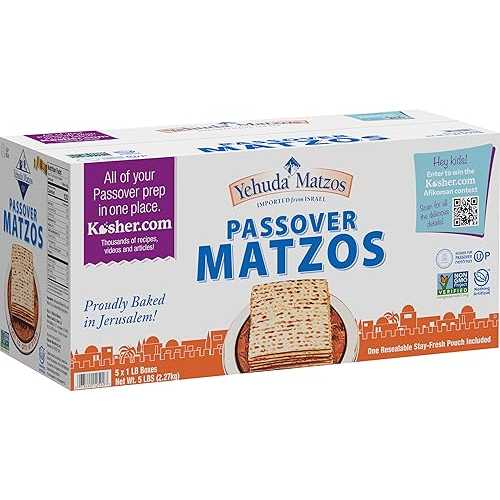 Yehuda Passover Matzos, One Resealable Stay-Fresh Pouch, 1 Pound (Pack of 5)