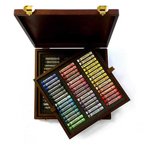 ホンブルグ帽淡彩 見晴らし90枚入り口・入口木箱 Rembrandt SOFT PASTELS WOODEN BOX OF 90 LANDSCAPE