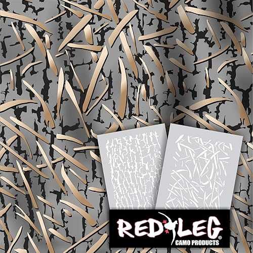 Redleg 迷彩 3 ピース アヒル グラス迷彩ステンシル キット (アヒル グラス 2 ピース) Redleg Camo 3 Piece Duck Grass Camo Stencil Kit (Duck Grass 2 Piece)