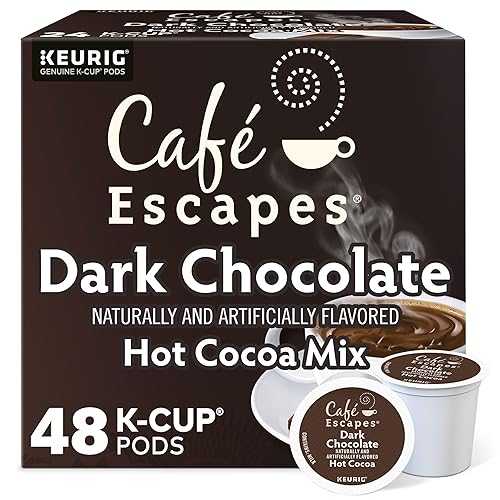 Caf・・ Escapes Cafe Escapes, Dark Chocolate Hot Cocoa, Single-Serve Keurig K-Cup Pods, 48 Count (2 Boxes of 24 Pods)