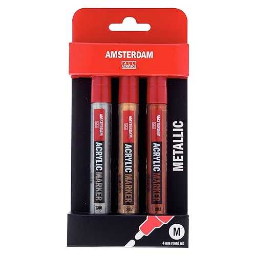 Amsterdam Acrylic Markers Metallic Set - 3 x Medium - 4 mm Nib (17519004)