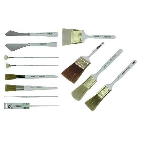 Bob Ross - 見晴らし毛はらい書き割り、油性えの具物の具、12 個 Bob Ross - Landscape Brush Set, Oil Based Painting Tools, 12 pieces