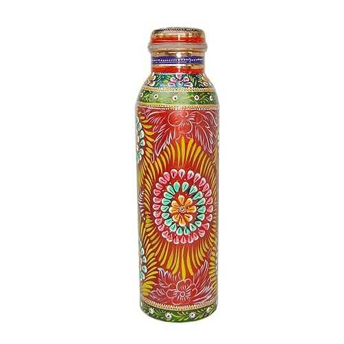 Rastogi Handicrafts 純銅 墨付き瓶 赤いこと 静電容量 33薬局衡オンス / 950 ml 水もの水納める/瑜伽瓶用 Rastogi Handicrafts Pure copper Hand painted bottle Red capacity 33薬局衡オンス / 950 ml for drinking water storage/yoga bottle