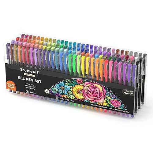 Shuttle Art 120 ユニークカラー (重複なし) ゲルペン ゲルペンセット 大人の塗り絵 アートマーカー用 Shuttle Art 120 Unique Colors (No Duplicates) Gel Pens Gel Pen Set for Adult Coloring Books Art Markers